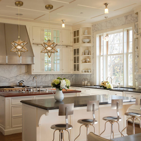 Pendant Light Modern Moravian Star Gold Finish Clear Glass